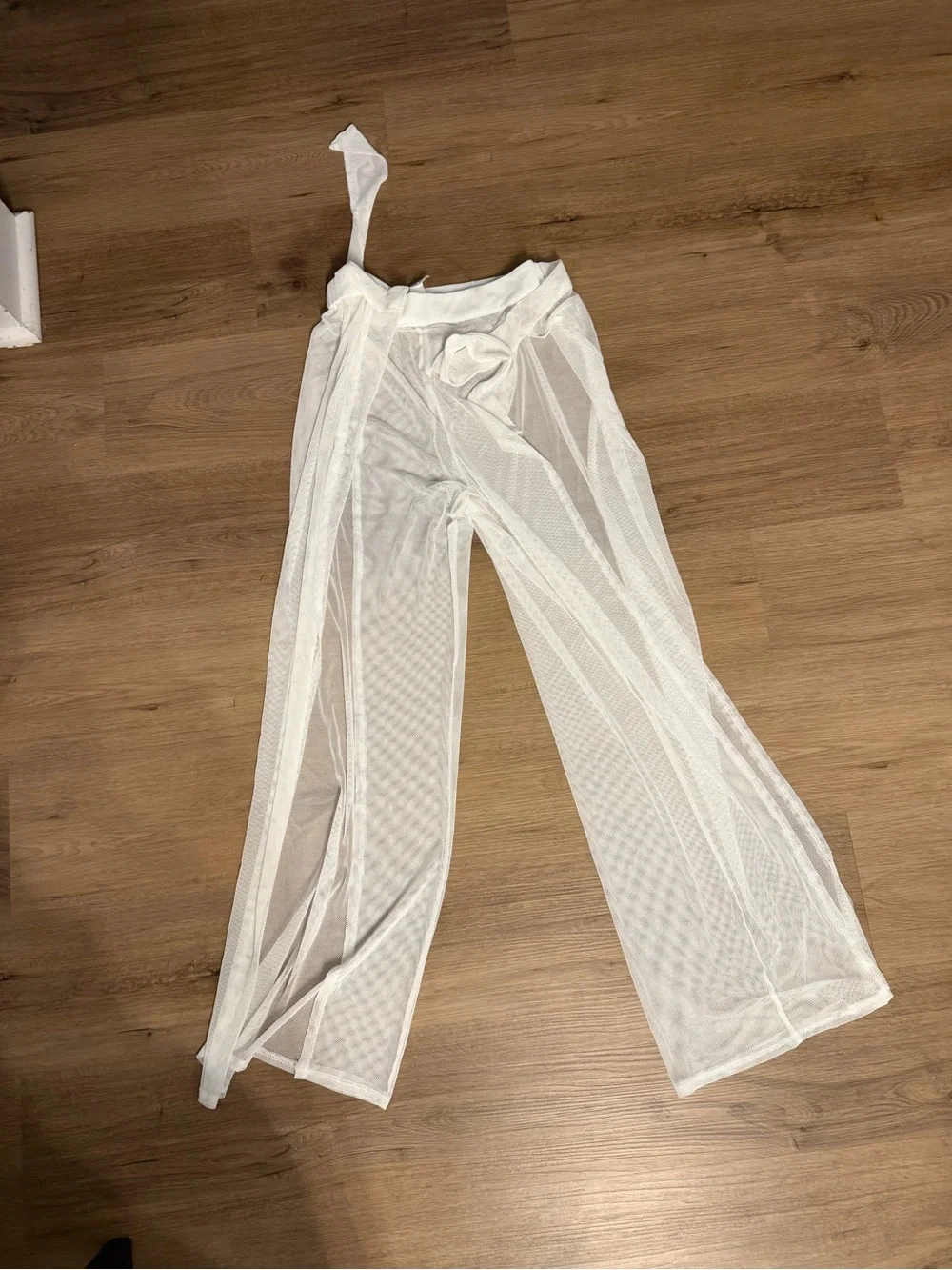 Forever 21 White Mesh Swim Coverup Pants
